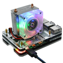 Load image into Gallery viewer, New 52Pi ICE-Tower Cooling Fan V2.0 Super heat dissipation 7 Colours Light 5-Layer Case for Raspberry Pi 4B / 3B / 3B+